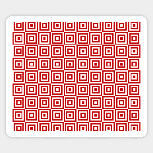 Red and White geometric squares pattern Sticker